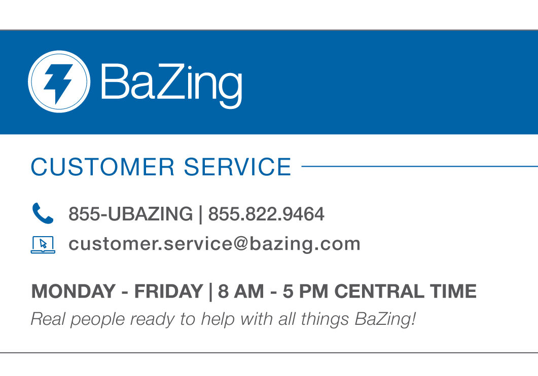 BaZing Customer Service Business Card