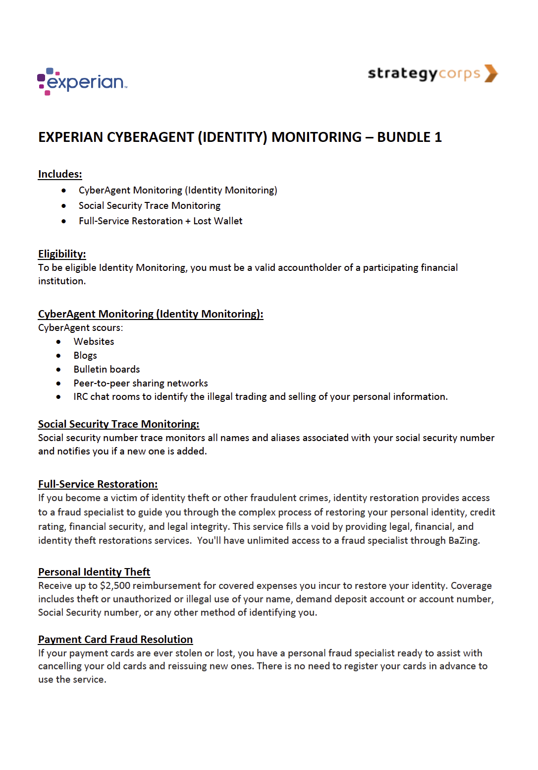 Experian Credit & Identity Monitoring - Bundle 1