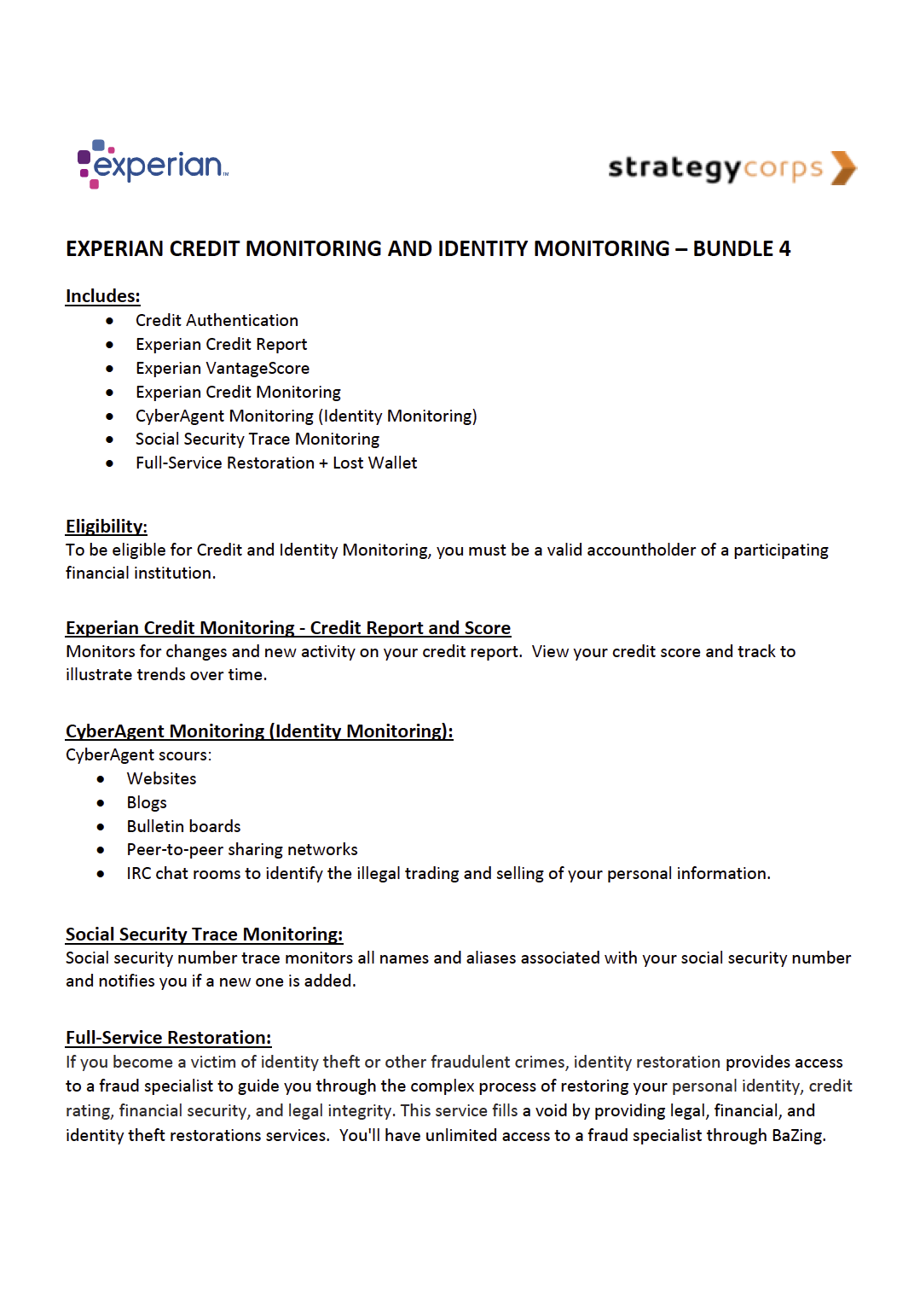 Experian Credit & Identity Monitoring - Bundle 4