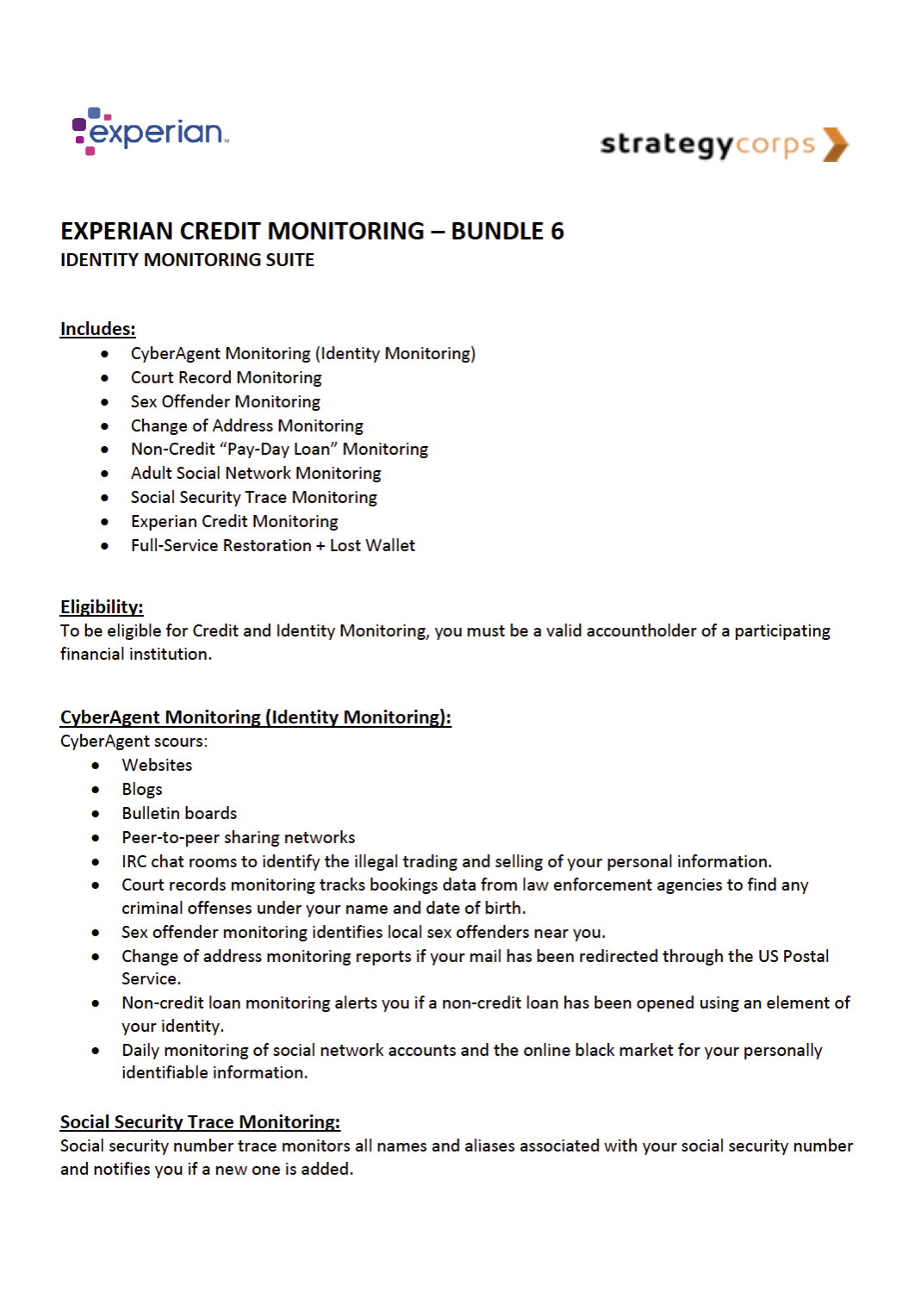 Experian Credit & Identity Monitoring - Bundle 6