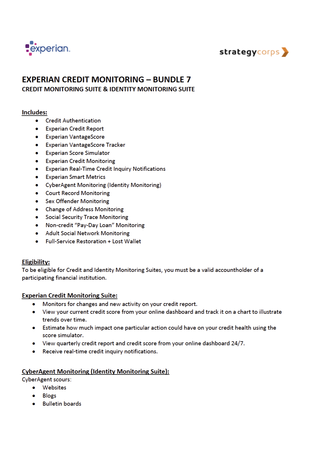 Experian Credit & Identity Monitoring - Bundle 7
